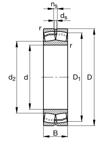 22228-E1-XL Spherical Roller Bearing drawing 22228-E1-XL Spherical Roller Bearing drawing